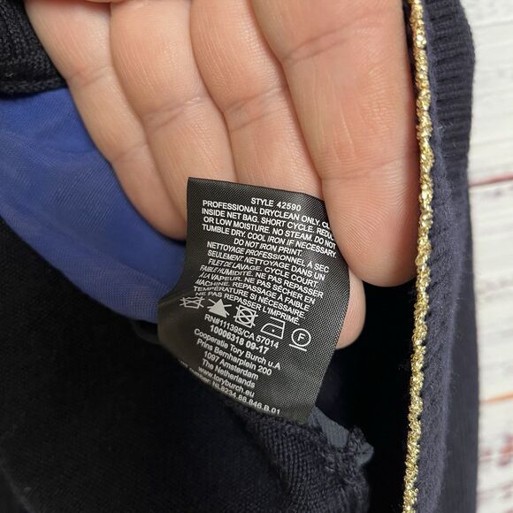 TORY BURCH Sweater Hollis Floral Mixed Media Merino Velvet Brocade Women’s Large - Picture 9 of 12